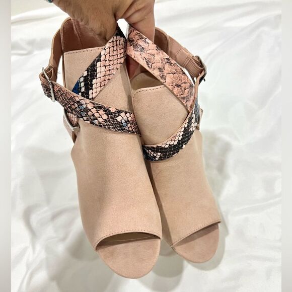 JustFab Rozlia open toe wrap around snake strap booties size 8 - Picture 5 of 11